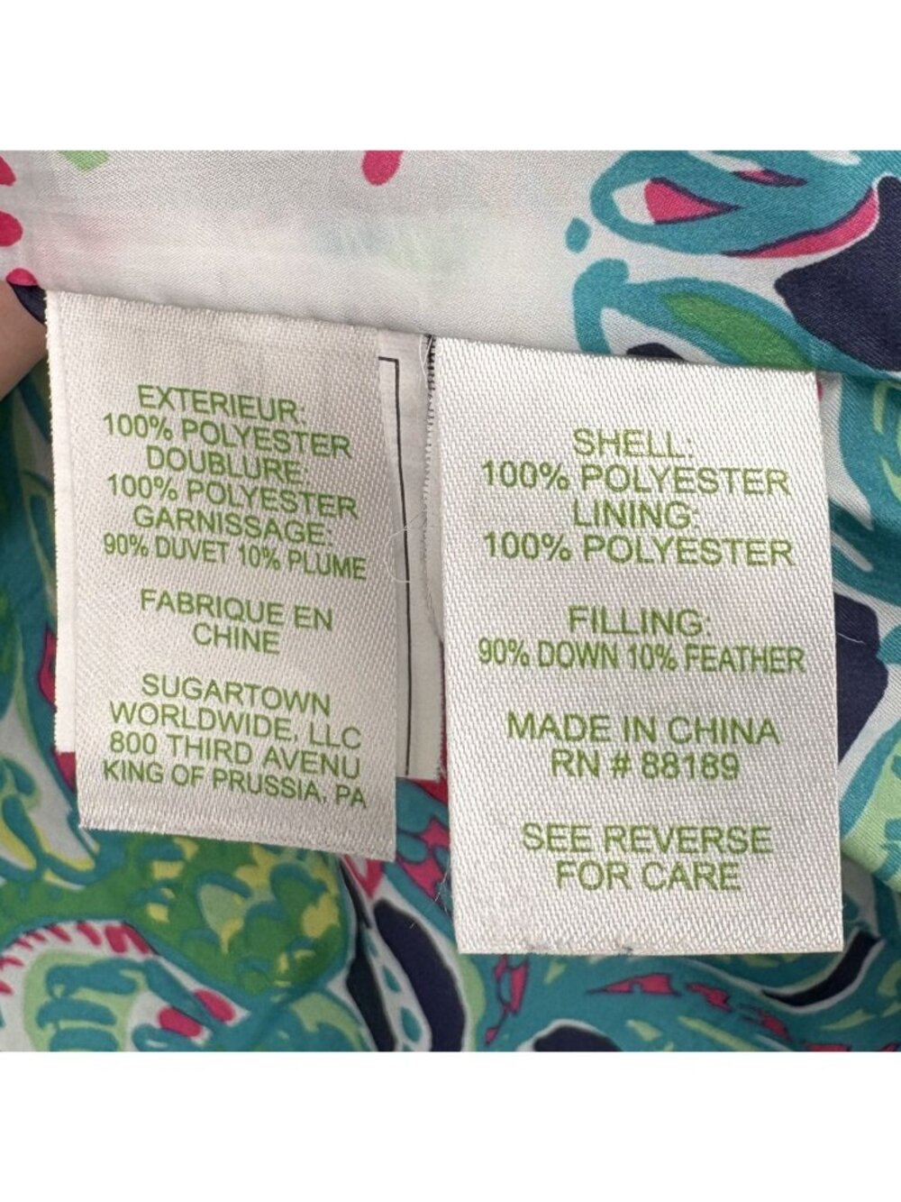 Lilly Pulitzer Down Puffer Vest Women's S Black Gold Zip Floral Lined 90% Down - Picture 7 of 10